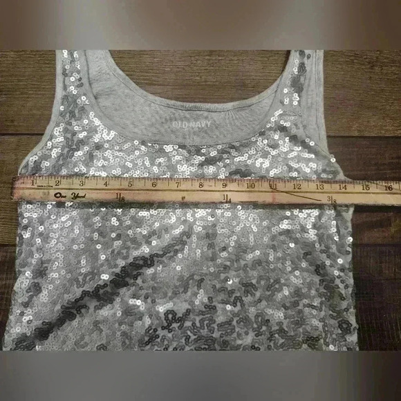 Old Navy Tank Top, Women's Size Large, Light Gray, Silver Sequin, Sleeveless - Picture 5 of 6